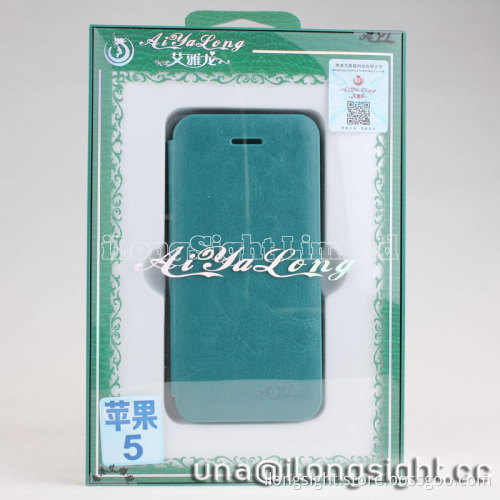 AYL pure color smoothly flip leather case for iphone 5/5S-green